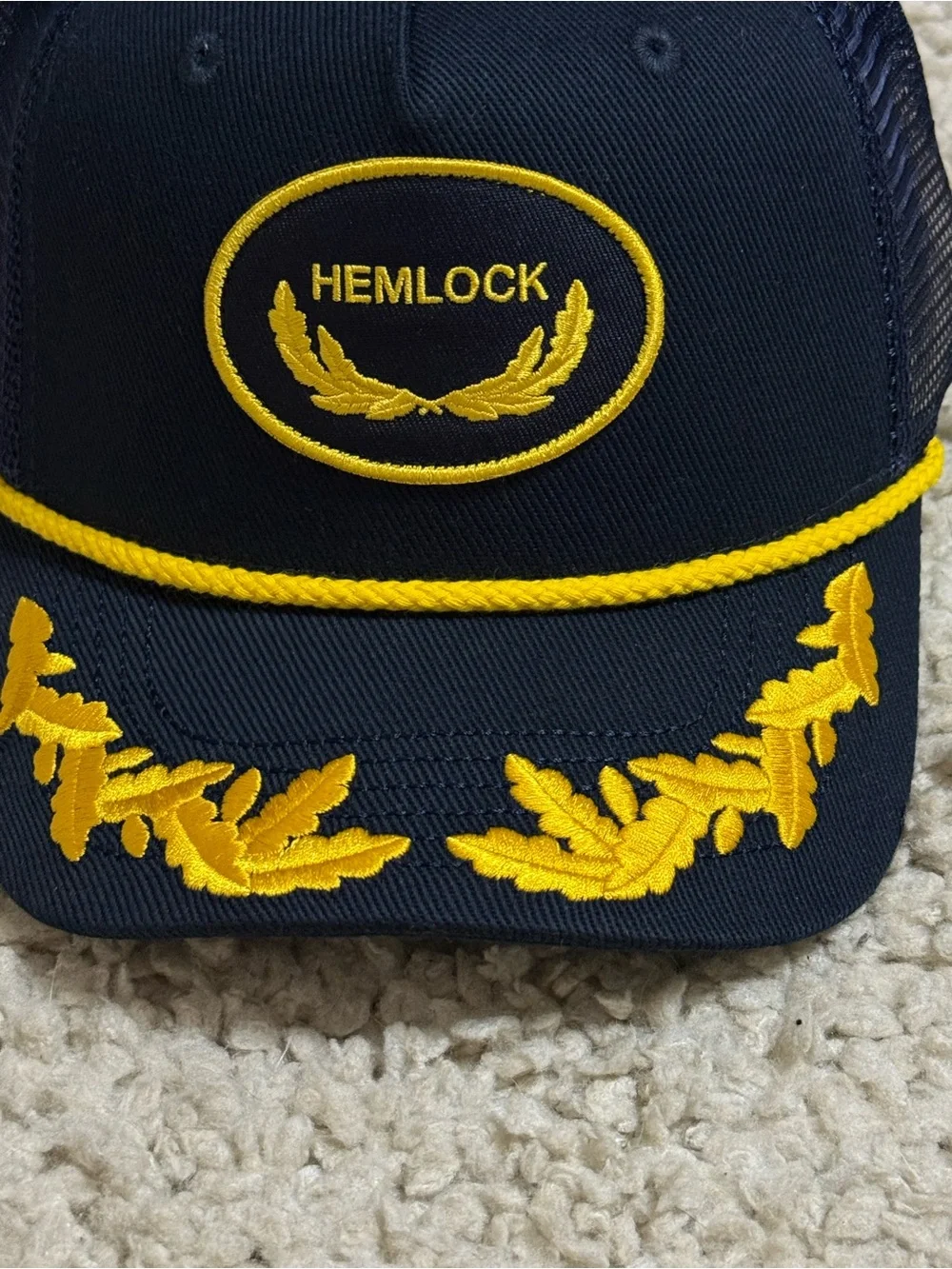 Hemlock Mens captain Embroidered Trucker Hat